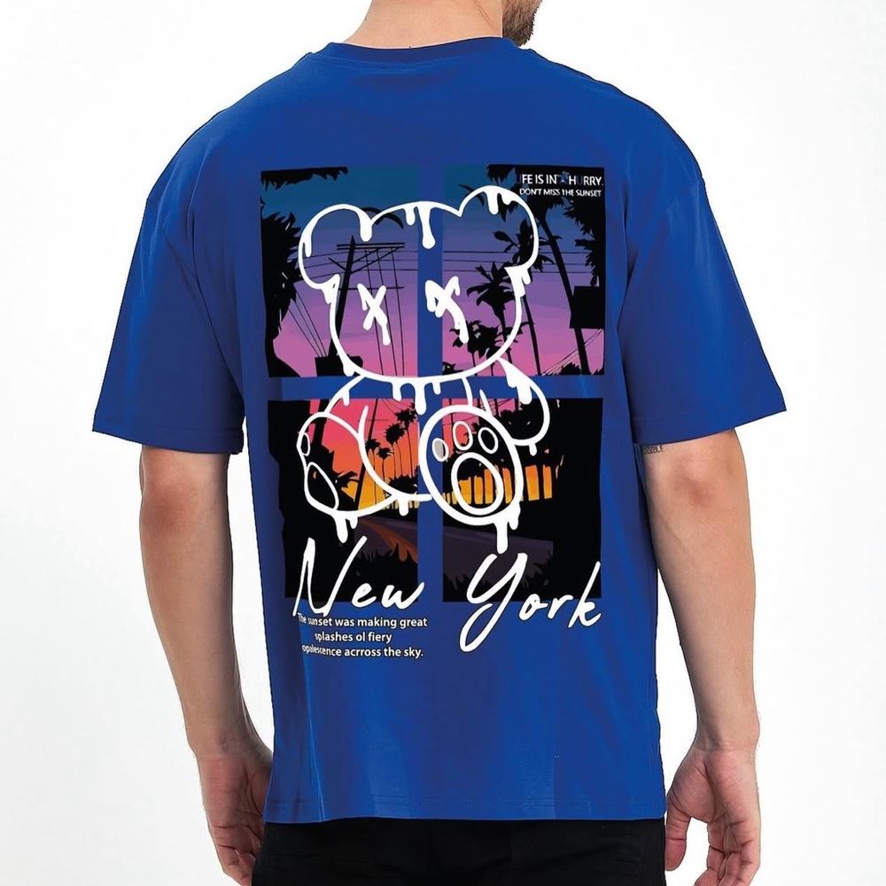 NWT - Shein Manfinity EMRG Men Plus Cartoon Graphic Tee – Royal Blue (3XL)